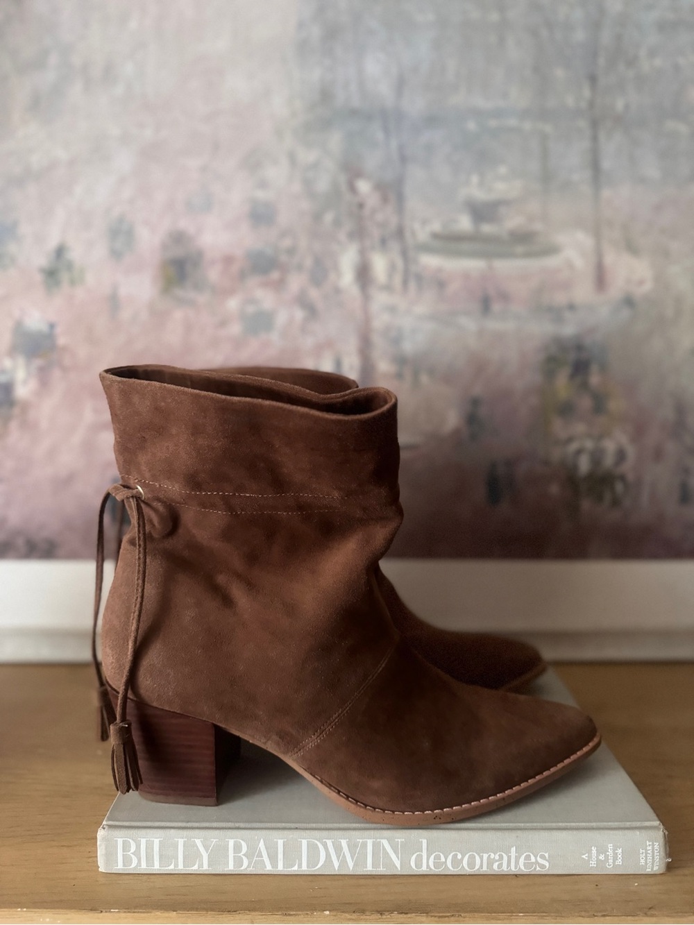 Sole Society Brown Suede Ankle Boots with Block Heel - Size 11